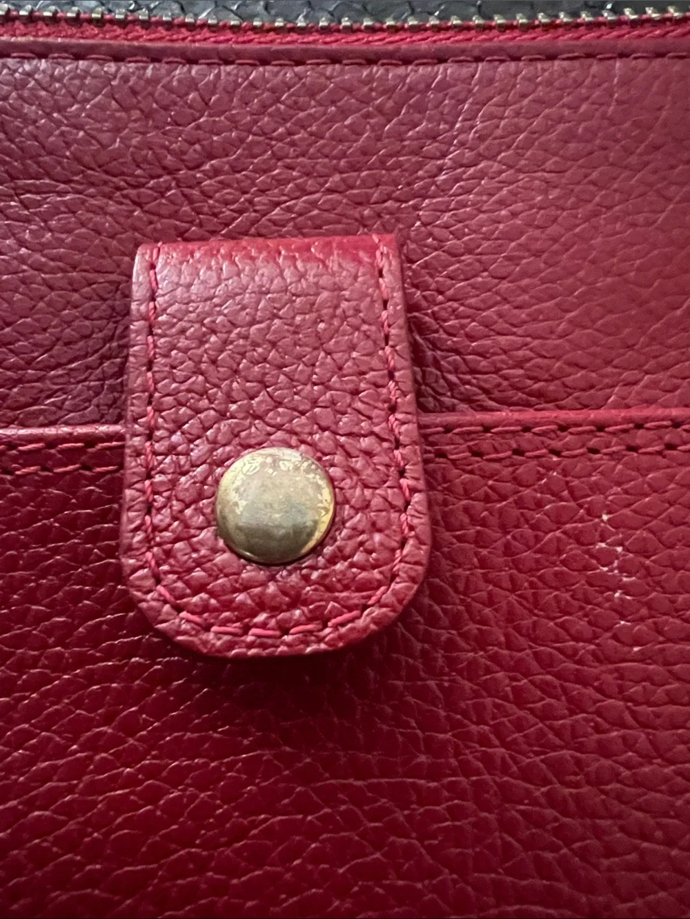 Lodis Red Leather Wristlet Clutch with Gold Hardware